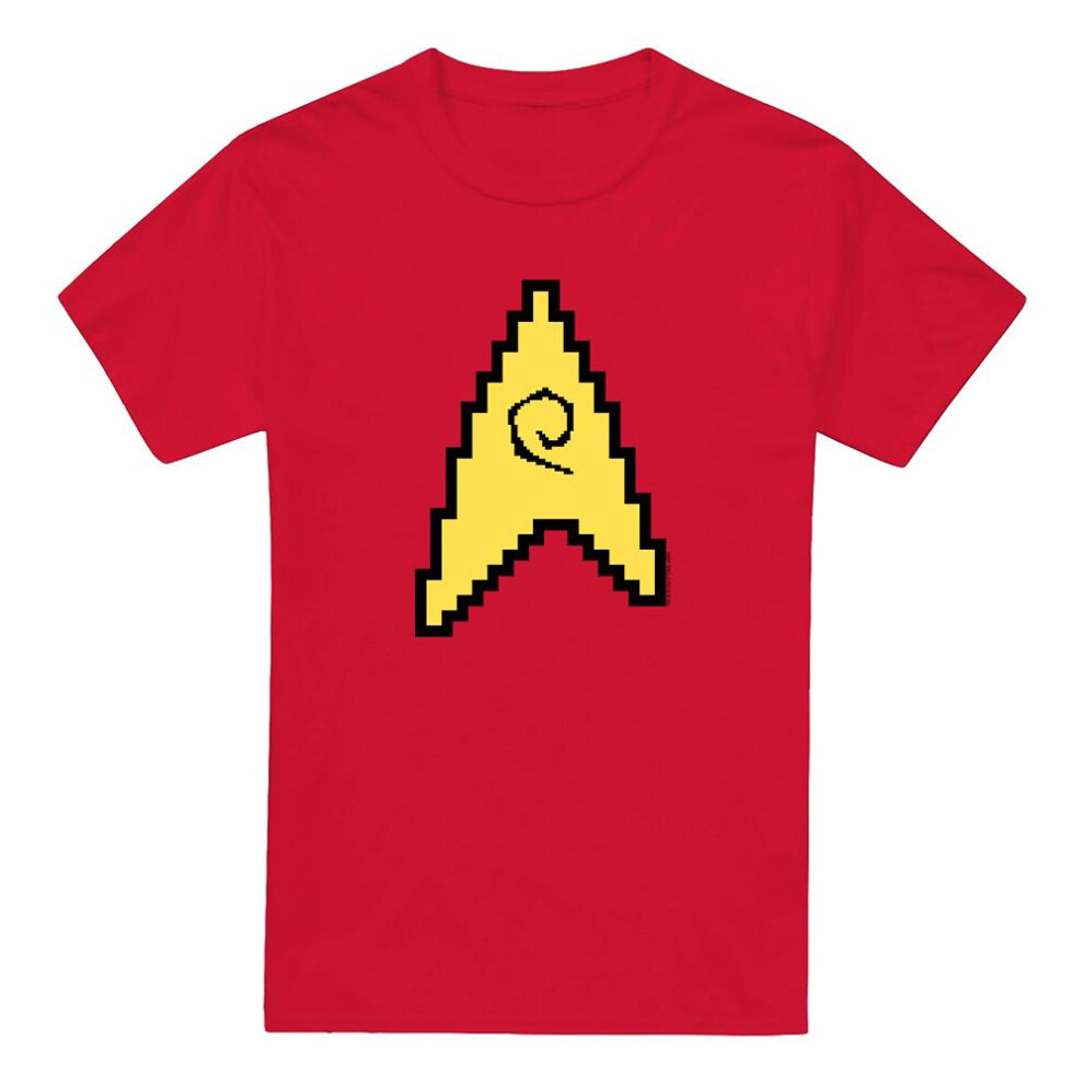 Star Trek (M, ) Mens Engineering 8-Bit T-Shirt Red