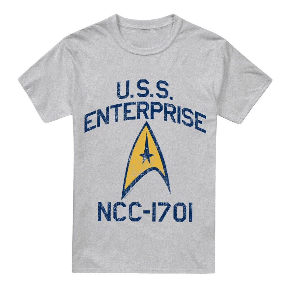 Star Trek (Xl, Sport Heather) Mens Collegiate Arch T-Shirt Multicoloured