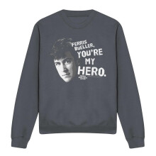 (M, Charcoal) Ferris Bueller's Day Off Unisex Adult My Hero Sweatshirt