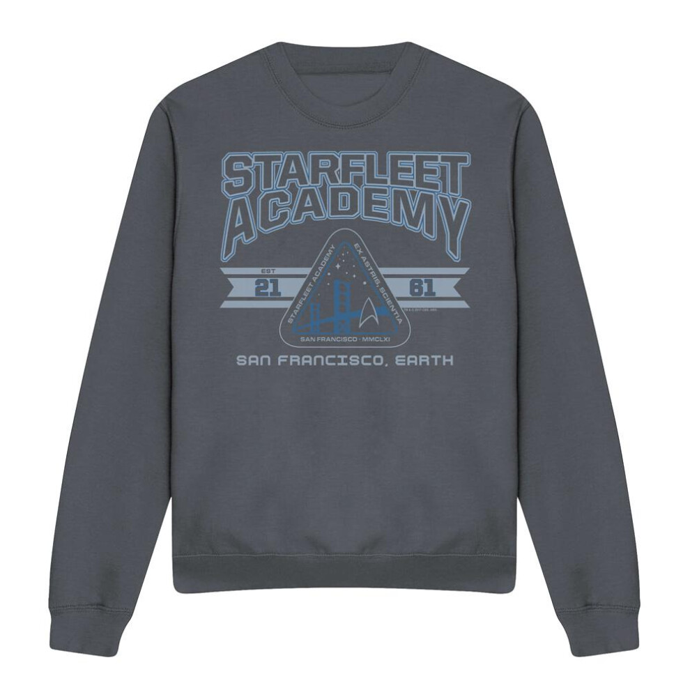Star Trek (S, Charcoal) Unisex Adult Starfleet Academy Earth Sweatshirt Multicoloured