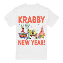 (4XL, White) SpongeBob SquarePants Mens Krabby New Year T-Shirt