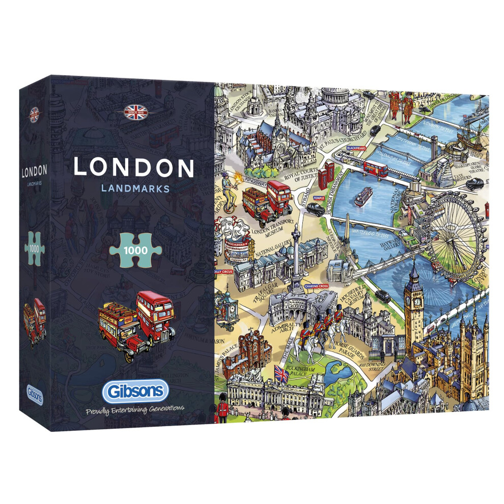 Photos - Jigsaw Puzzle / Mosaic Gibsons London Landmarks 1000 Piece Jigsaw Puzzle for Adults - London Map Puzzle by Maria Rabinky - Premium Sustainable Puzz