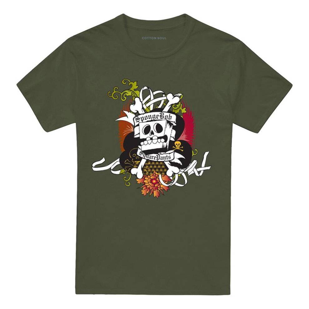 Spongebob Squarepants (Xxl, Military ) Mens Rest In Peace T-Shirt Green