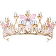 Princess Tiaras for Girls, Crystal Tiara Pearl Princess Crown Headband, Princess Tiara Headband for Birthday, Celebration, Holiday,Costume Party (But