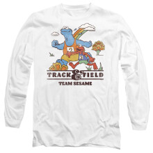 (S, White) Sesame Street Unisex Adult Track Field Long-Sleeved T-Shirt