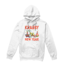 (L, White) SpongeBob SquarePants Mens Krabby New Year Hoodie