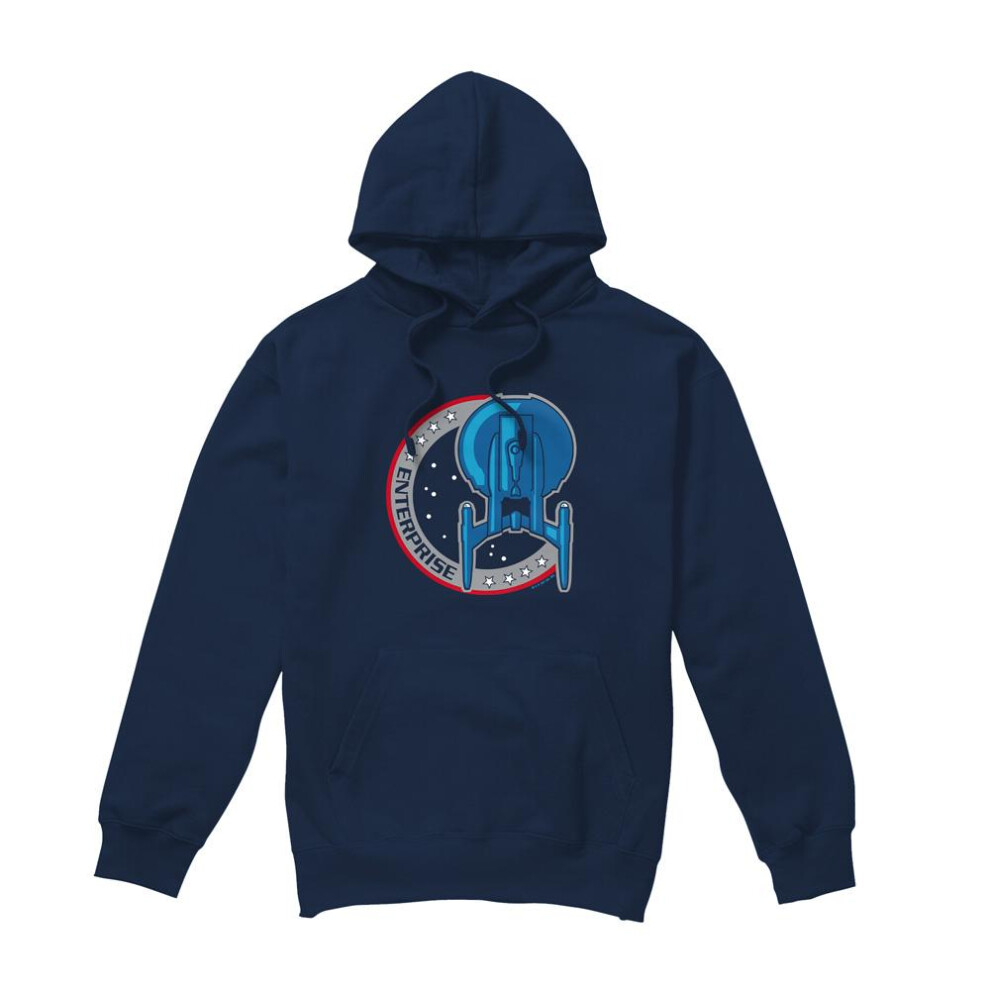 Star Trek (M, Navy) Mens Enterprise Patch Hoodie Blue,Multicoloured