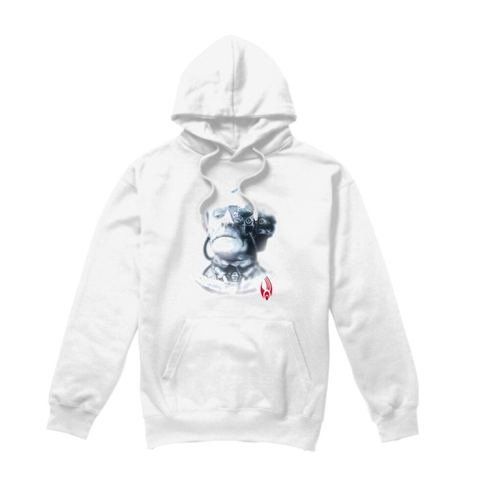 Star Trek (S, ) Mens Borg Head Hoodie White