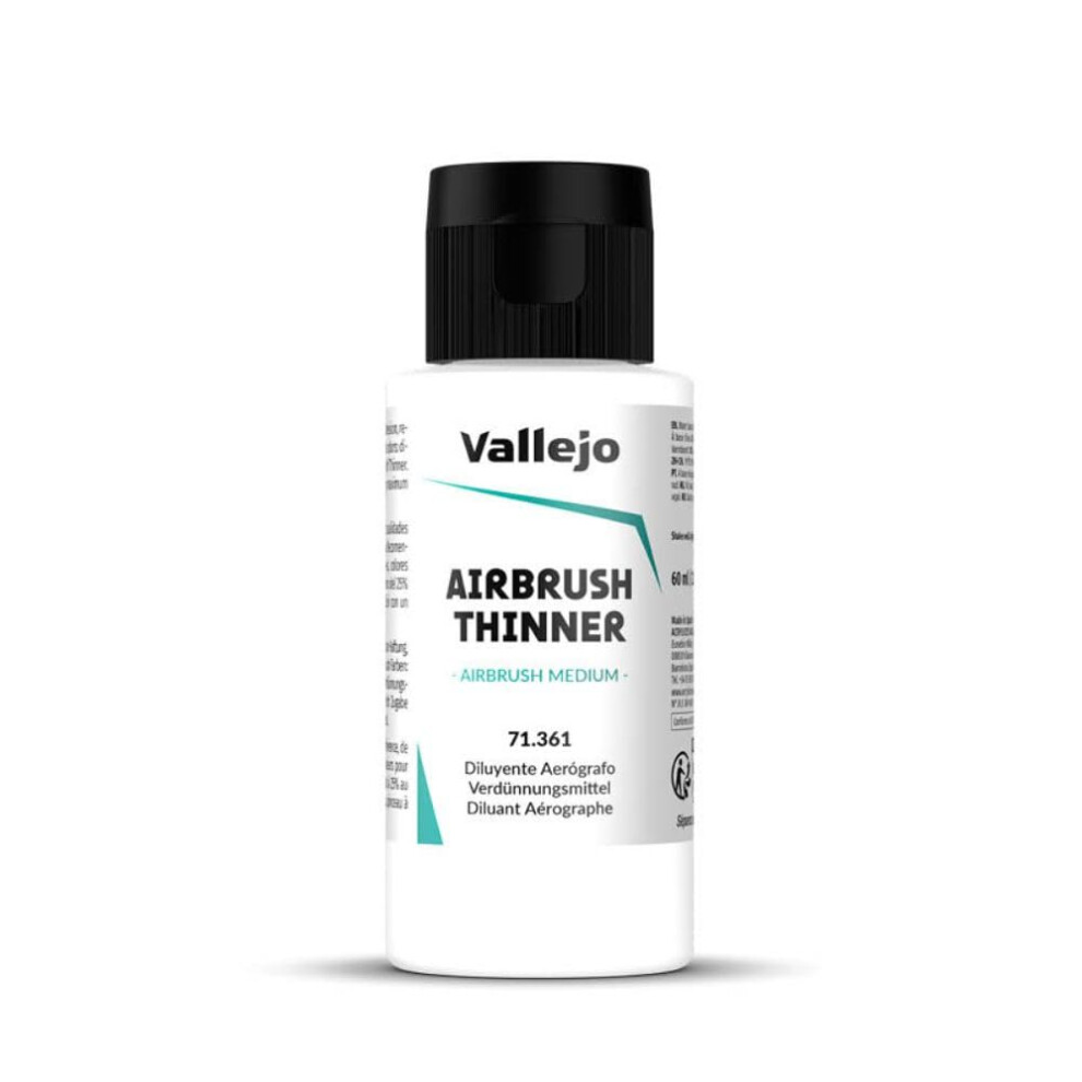 Vallejo Thinner For Airbrush, 60 Ml, Ideal For Acrylic Paints, Fast-Drying Formula, Perfect For Smooth Application And Blending 83249501