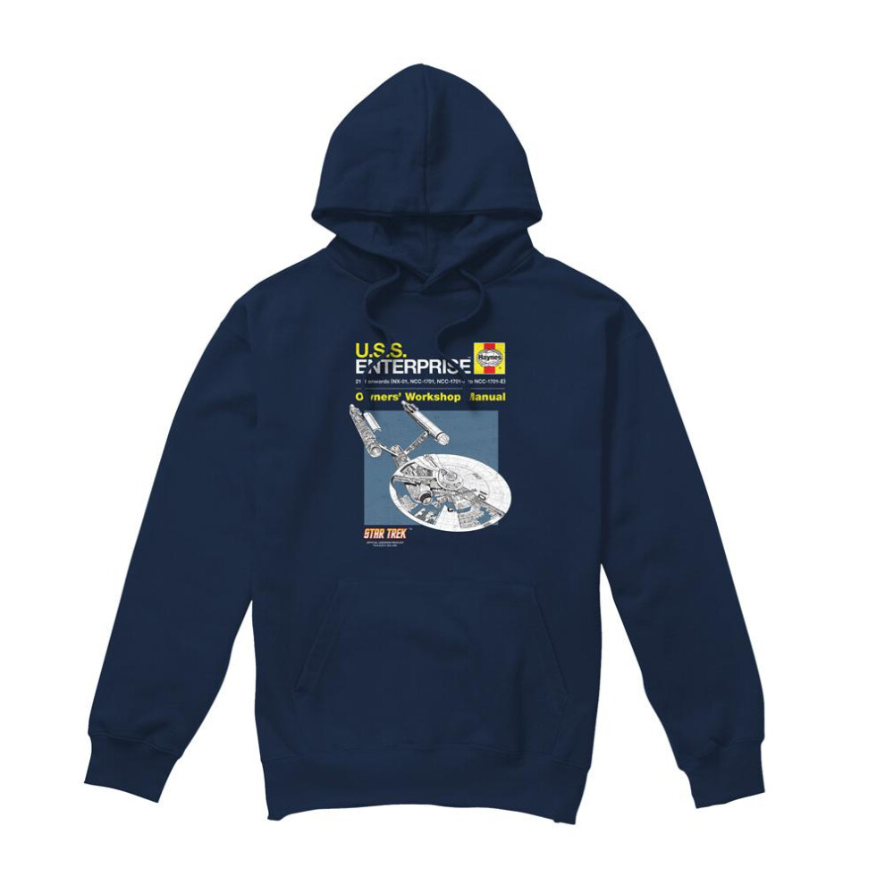Star Trek (Xl, Navy) Mens Enterprise Manual Hoodie Blue,Multicoloured