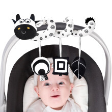 vocheer Hanging Toys for Car Seat Crib Mobile, Infant Baby Spiral Plush Toys for Crib Bed Stroller Car Seat Bar (Cow)