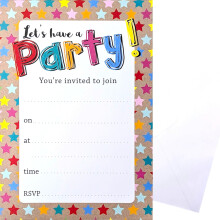 YLAB 20 Party Invitations with White Envelopes | Colourful Star Design | Birthday, Engagement, Kids & Adults Party Invites | Fill-in Style | 19 x 13