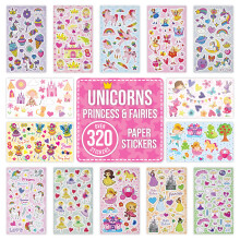 Unicorn Stickers for Scrapbooking, Crafting, Decorating - Over 320 Self Adhesive Paper Stickers 14 Designs - Party Bag Fillers for Kids, Girls - Prin
