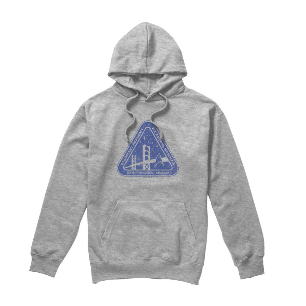 Star Trek (M, Sport Heather) Mens Distressed Logo Hoodie Multicoloured
