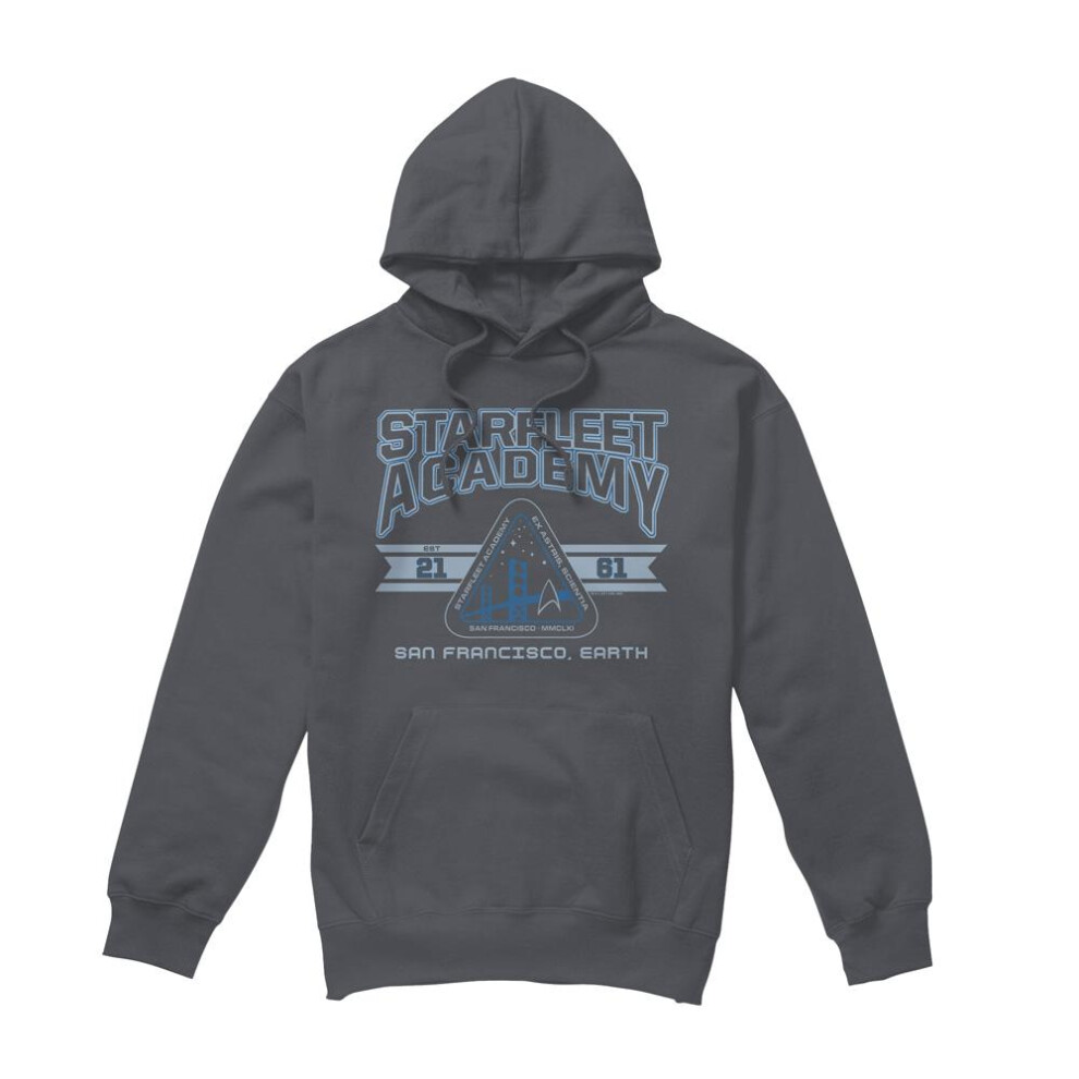 Star Trek (S, Charcoal) Mens Starfleet Academy Earth Hoodie Multicoloured