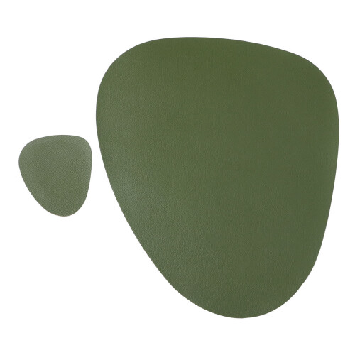 6Pièces Ensembles De Table En Cuir PU Vert Thermique