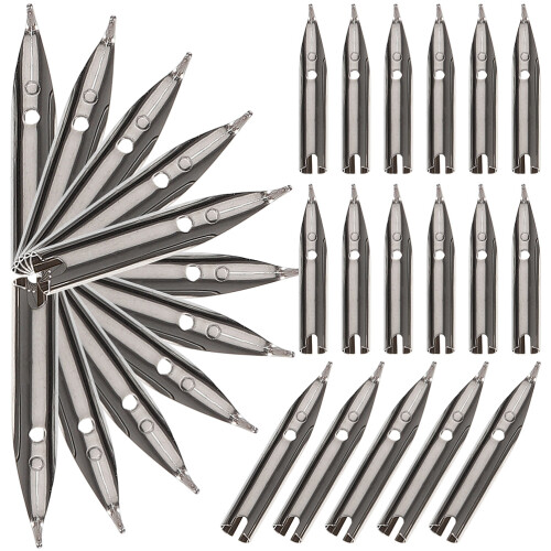 30Pièces Pointe Stylo-Plume Grise, Plumes De Remplacement Robustes
