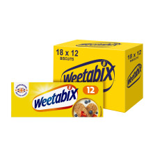 Weetabix, Breakfast, Packed with Fibre, High in Vitamin D, Source of Iron (Pack of 18) 12 Biscuits (215g)