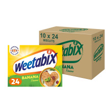 Weetabix Banana Pack of 10 x 24 Biscuits ? Natural Banana Taste Wheat Breakfast ? 100 percent Wholegrain & High Fibre ? Source of Iron & Vitamin B1 ?