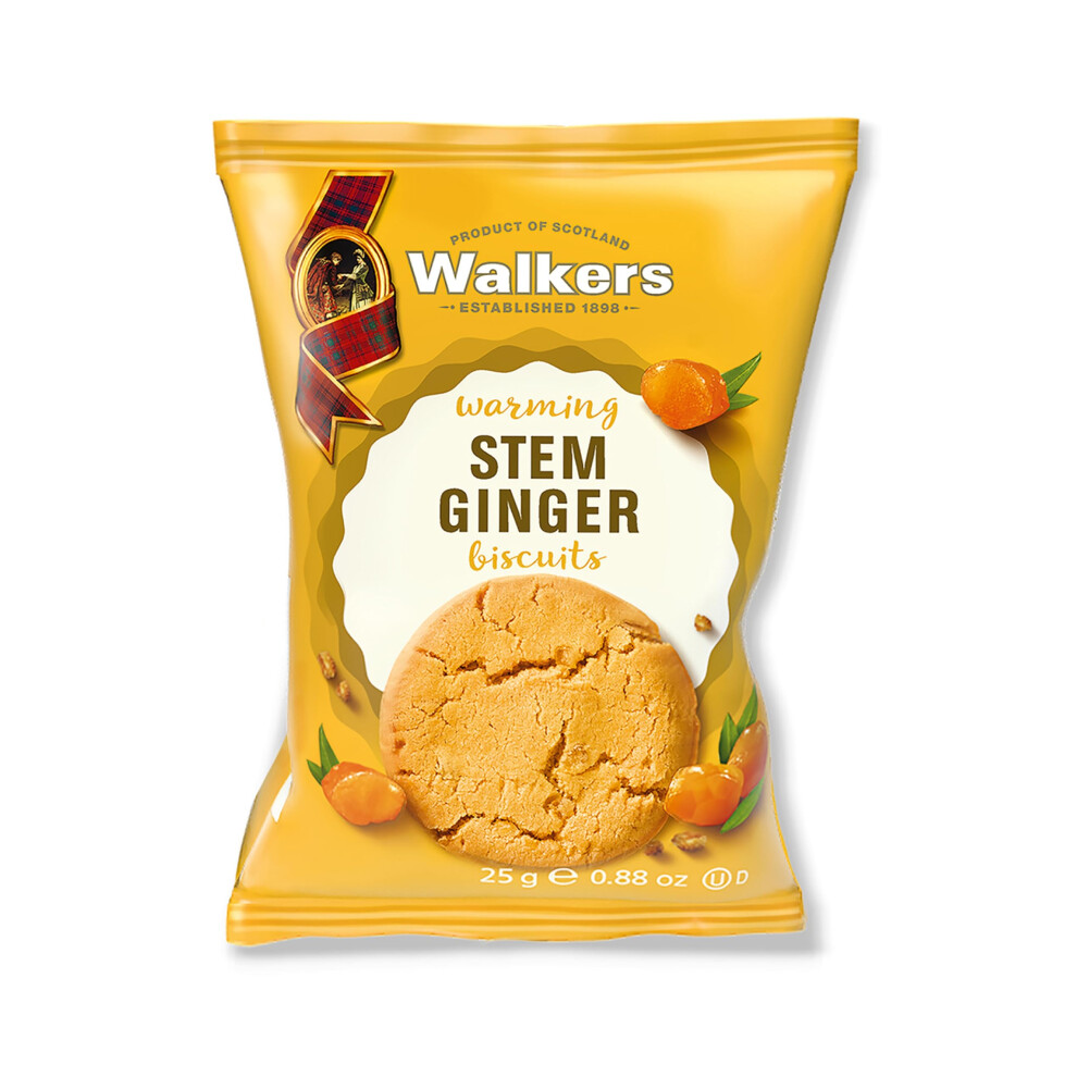 Walkers Walker's Shortbread Twin Pack Stem Ginger Biscuits ? Traditional Pure Butter Scottish Shortbread, 25?G (100? Twin Packs)