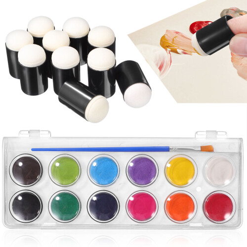 10Pièces Outils Éponge Doigts Avec Ensemble Peinture
