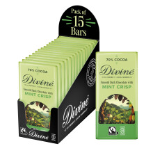 Divine 70% Cocoa Dark Chocolate with Mint Crisp 15 x 90g Bars ? Fairtrade Dark Chocolate ? Crunchy Mint Crisp Pieces ? Ethical Premium Chocolate