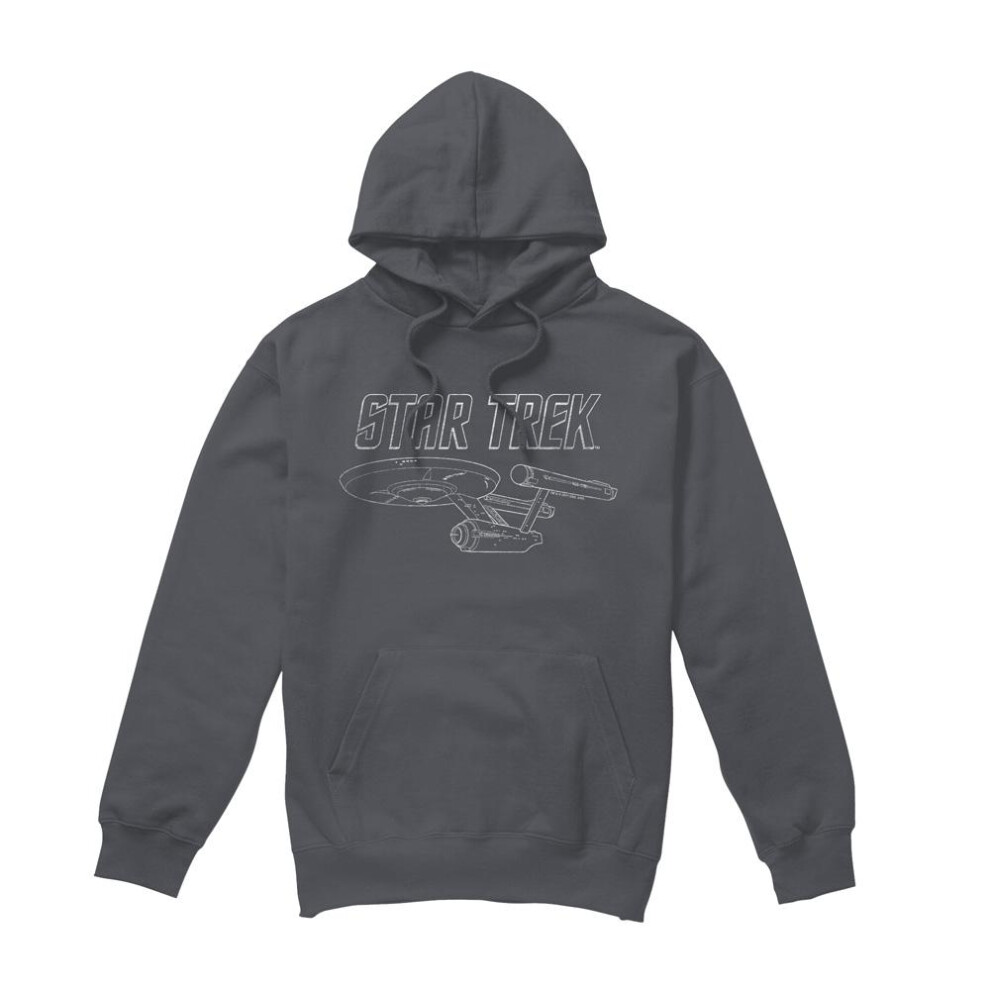 Star Trek (Xxl, Charcoal) Mens The Original Series Enterprise Hoodie Multicoloured