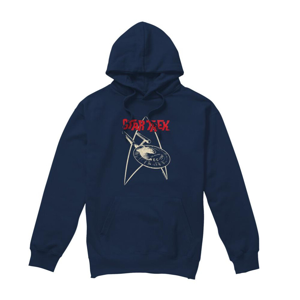 Star Trek (L, Navy) Mens Ship Symbol Hoodie Blue,Multicoloured