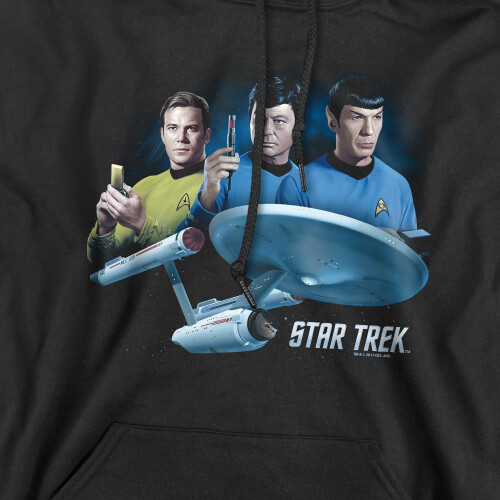 Star Trek (S, Black) Star Trek Mens Main Three Hoodie 2