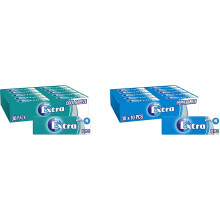 Extra Chewing Gum, Sugar Free, Cool Breeze Flavour, 30 Packs of 10 Pieces & Chewing Gum, Sugar Free, Peppermint Flavour, 30 Packs of 10 Pieces