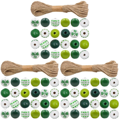3Ensembles Perles Spacer Bois Vert Pour Décorations DIY Festives 2