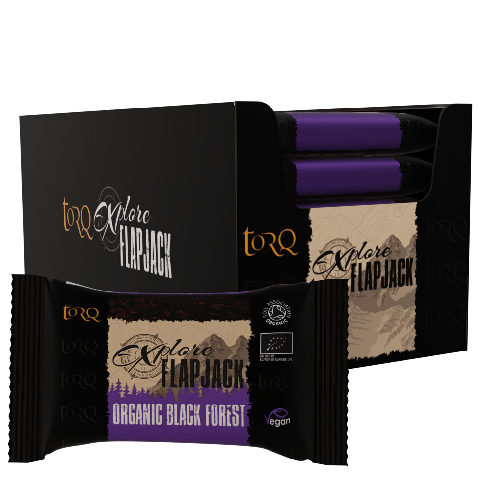 Torq Explore Flapjack Black Forest Plant Based - Vegan Nutrition Snacks For Running, Cycling, Sports & Expeditions - Endurance Flapjacks Energy Bars