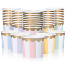 Confettiville Papieren IJsbekers, 50-Pack 11-Oz Wegwerp Dessertkommen voor Warm of Koud Voedsel, 5 Kleuren Pastel
