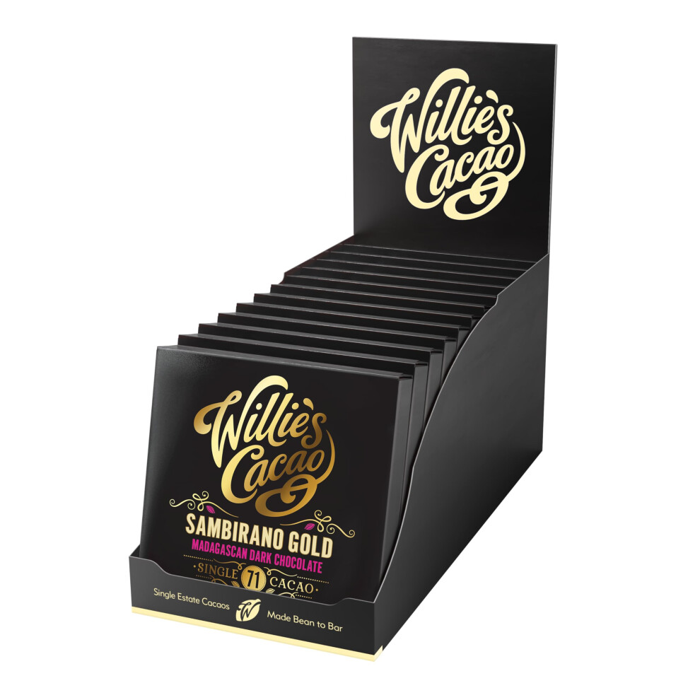 Willie's Cacao - 71% Sambirano Chocolate Bar - 50G X 12 - Notes Of Summer Fruits - Single Estate Madagascan Cocoa - Vegan - Artisan Made Dark