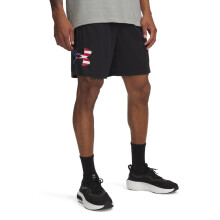Under Armour Heren Freedom Tech Grote Vlag Logo Shorts, (001) Zwart / Rood, Groot