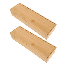 boîte rangement bambou couvercle pour ustensiles 2 pièces