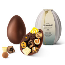 Hotel Chocolat Patisserie Extra-Thick Easter Egg, 410g - Thick Chocolate Shell - Filled With Dessert-Inspired Chocolates - Easter Chocolate Eggs &
