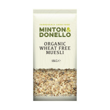 Minton & Donello Organic Wheat Free Muesli 6 x 1Kg (6Kg) - 100% Organic, High in Fibre & Protein, Rich in Omega-3 & Antioxidants