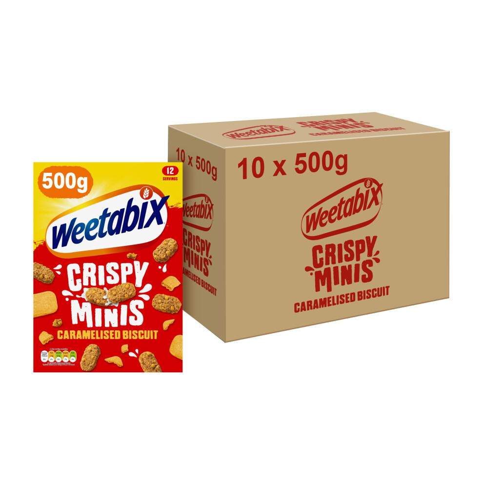 Weetabix Crispy Minis Caramelised Biscuit Breakfast Cereal 500G (Pack Of 10)