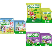 Goodies Fruity Apple Kids Snack Bundle, Includes Bluey Smoothie Pouches, Apple Chips & Wholegrain Oat Sticks Bars, Multipacks for Kids 3+ Years