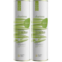 Charisma Greek Organic Extra Virgin Olive Oil from Crete Tin, 1L - Cold Extraction (Pack of 2)
