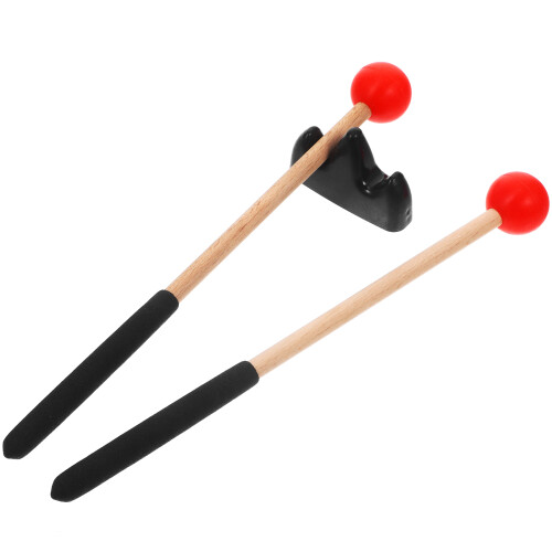 4Ensembles Maillets Percussion Rouge Manche Antidérapant Bois Naturel 2