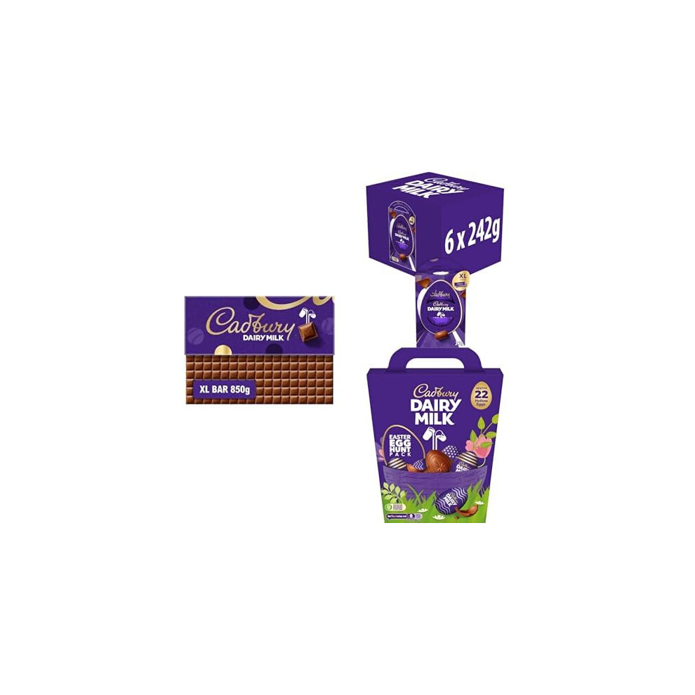 Cadbury Dairy Milk Chocolate Easter Egg & Hunt Bundle - Gifts For Easter, Includes Large Egg, Hunt Pack & Extra-Large Chocolate Gift Bar