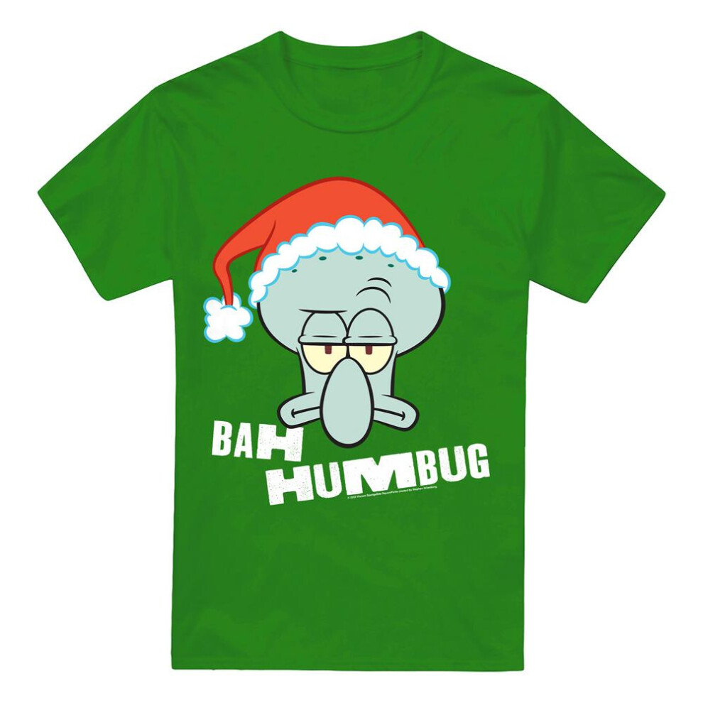 Spongebob Squarepants (Xxl, Kelly ) Mens Bah Humbug Squidward Christmas T-Shirt Green
