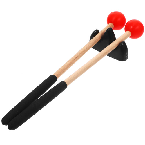 4Ensembles Maillets Percussion Rouge Manche Antidérapant Bois Naturel 1