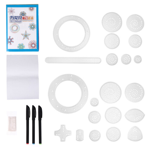2Sets Durable Drawing Templates Kit with Curve Ruler for Kids