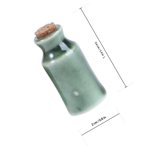 2Pcs Mini Green Ceramic Jar Props with Cork for Home Decor 1