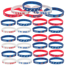 180Pcs Portable Silicone Bracelets Patriotic Wristbands for Party Use