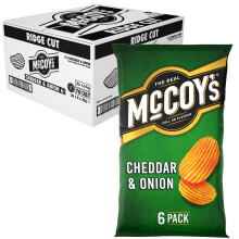 McCoys CHEDDAR & ONION Multipack Crisps 6 Pack (Multi bags BOX of 20) - Fully loaded with flavour, iconic ridged crisp, unmistakable crunch
