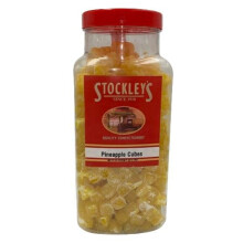Stockley's PINEAPPLE CUBES Sweets Jar - Bulk Buy 2.73 kg - Old Fashioned Sweet Shop Weigh Out Jar with Lid